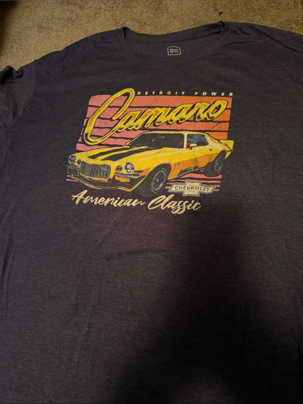 Camaro Graphic Short Sleeve T‑Shirt - Navy with Yellow Print